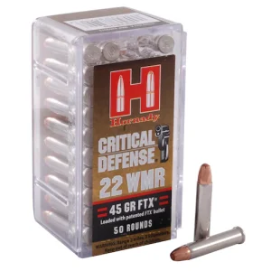 Hornady Critical Defense 22 Winchester Magnum Rimfire (WMR) Ammo 45 Grain Hornady FTX Polymer Tip